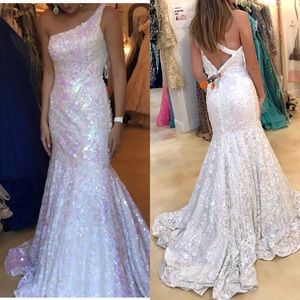 White sequin Tiffany Pageant gown